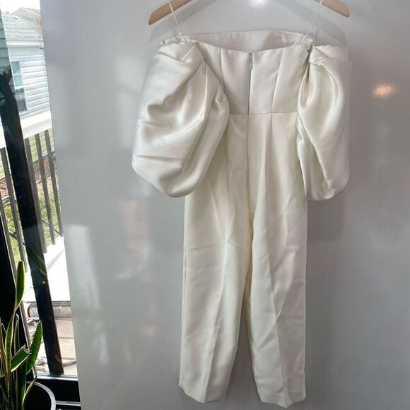 Solace London Womens Polyester Kasey Off The Shoulder Jumpsuit Cream Size 4 - Picture 13 of 16